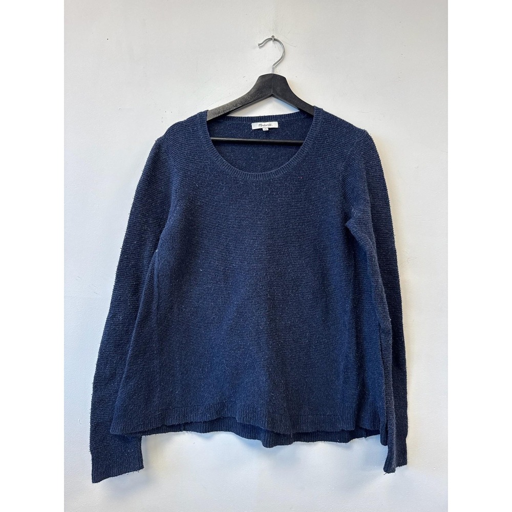 Madewell Sweater Womens Large Blue Knit Scoop Neck Pullover Casual Long Sleeve